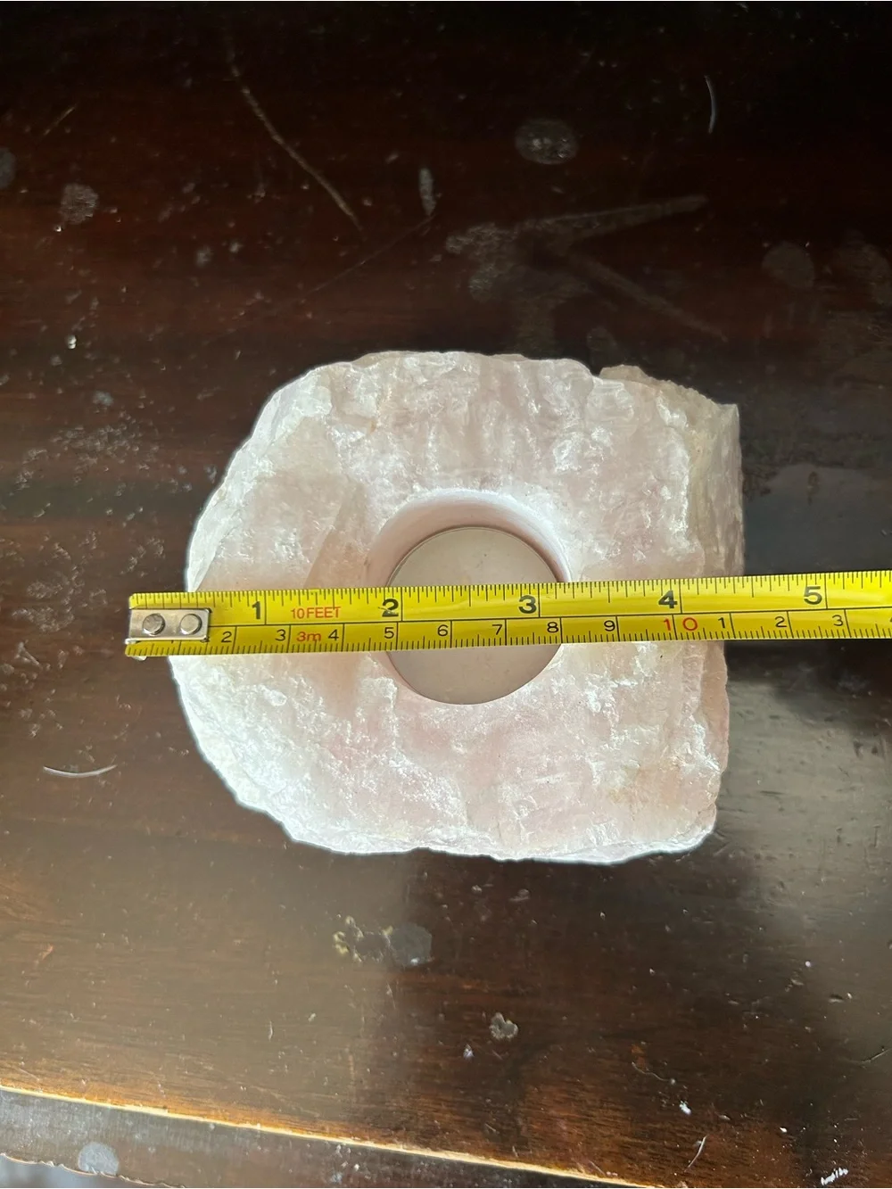 Rose Quartz Tea Light Candle Holder - Natural Pink Crystal Accent